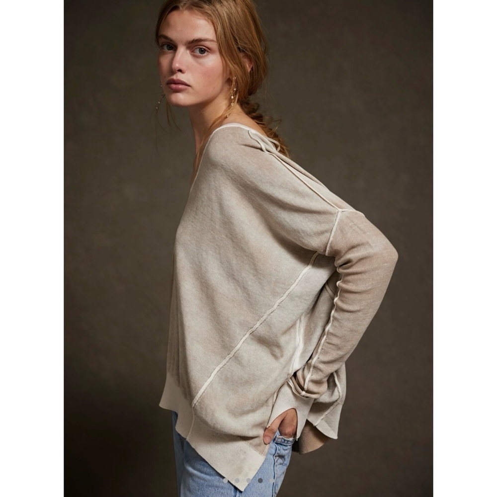 Free People Gibson V-Neck Pullover Women Top Sweater Medium - Picture 6 of 15